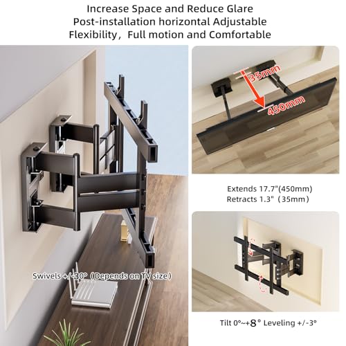 Corner TV Wall Mount for 55-120 inch TV, TV Bracket Hold 298 lbs - size: 55-120 inch