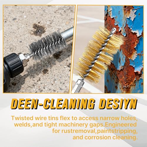 16 Pcs Wire Brush Set for Drills, Stainless Steel and Brass Bore Cleaning Brushes with 1/4" Hex Shank, Compatible with Power Drills, Grinders, and Impact Drivers (8-25mm) - color: 16PCS Gold & Silver