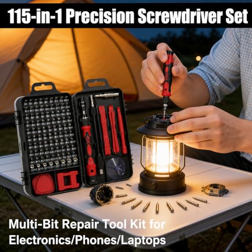 115-in-1 Small Screwdriver Set,Precision Screwdriver Set, Professional Repair Tool Kit for Phone, Computer, Watch, Console, Eyeglass and Electronic, Men Tools Gift Red - color: Red