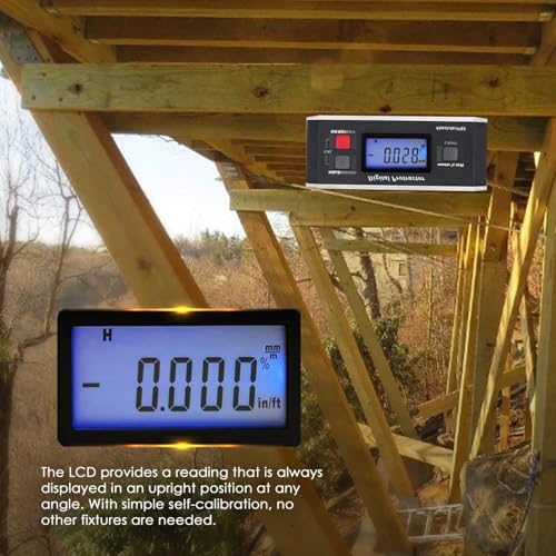 Digital Angle Finder Magnetic Protractor Inclinometer Angle Level Meter Tool Digital Protractor Bevel Gauge for Woodworking, Table Saw, Construction V-Groove 0~360 degree with Backlight
