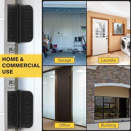 KOLET Ball Bearing Door Hinges, 4 x 4 Inches, Matte Black, 3 Pack - color: Matte Black, size: 3 Pack