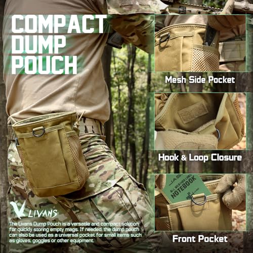 LIVANS Tactical Molle Dump Pouch, Magazine Drop Pouch Drastring Ammo Bag - color: Khaki - 2 Packs