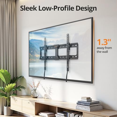 IWORKBOARD Fixed Low Profile TV Wall Mount Bracket for 65 75 inch TVs - size: For 37" to 90" TVs, 24" Studs
