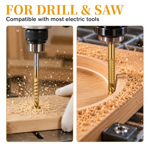 8 Pack Titanium Coated HSS Twist Drill Bits, Twist Drills Bit