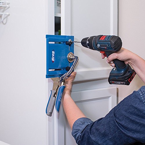 Kreg Cabinet Hardware Jig - Portable Straight Hole Drilling - Precision Drilling Without a Press - Moveable Edge Guide for Accurate Positioning - for Knobs & Small Pulls - KHI-Pull