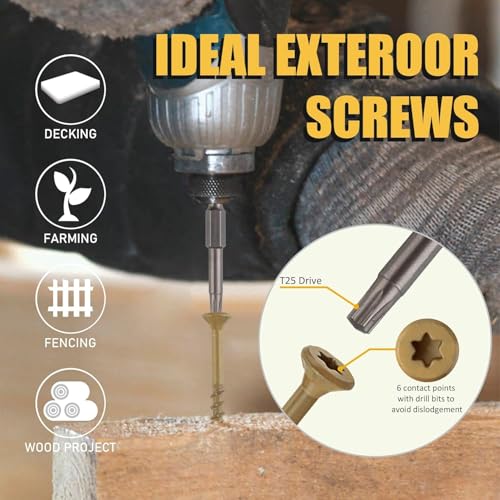 WELLOCKS #8 x 2-1/2 in Tan Deck Screws, 1.2 lbs with T25 Bit - size: #8×2-1/2", style: 1.2LBS Tan