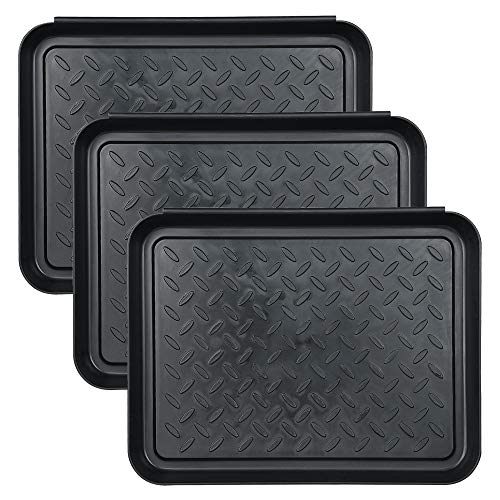 Set of 3 Square Boot Tray, Plastic Utility Shoe Mat Tray, 13.7x10.6x1inch - size: floral