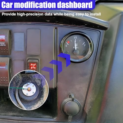 2" 52mm 12V Fuel Level Gauge Meter Kit with Nut/Bracket, Black - color: Black