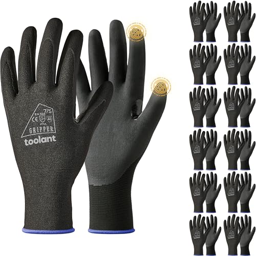 toolant Microfoam Nitrile Work Gloves with Grip, 12 Pairs, Black, Small - color: Black-12pairs, size: Small