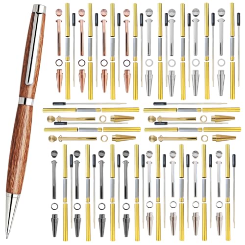 20 Pack Slimline Pen Kit – 7mm Wood Turning Twist Pen Kits with Refills, Brass Hardware & 5 Finishes for DIY Lathe Turning, Gifts for Teachers, Students & Woodworkers