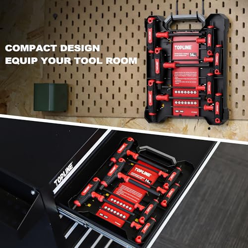 Topline 14-Piece Allen Wrench Set, Long Arm Hex Key Set with Storage Box
