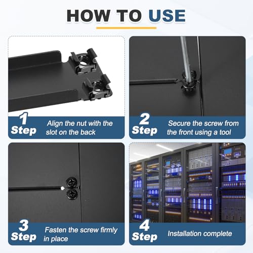 1 Set 4U Blank Panel, Metal Rack Mount Filler Panel Kit with Screws and Nuts for 19 Inches Network Enclosure Server Rack Cabinet Cable Accessories, Black - size: 177.5mm (4U)