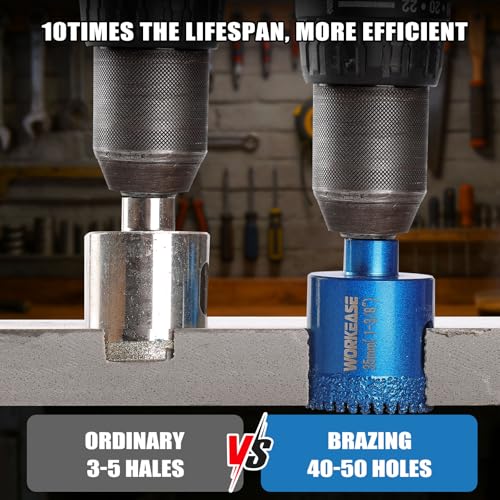 10 PCS Brazed Diamond Tile Hole Saw Set 6-50mm with EVA Guide Jig | for Ceramic Tile, Glass, Granite, Marble, Dry & Wet Cutting, Includes Storage Bag