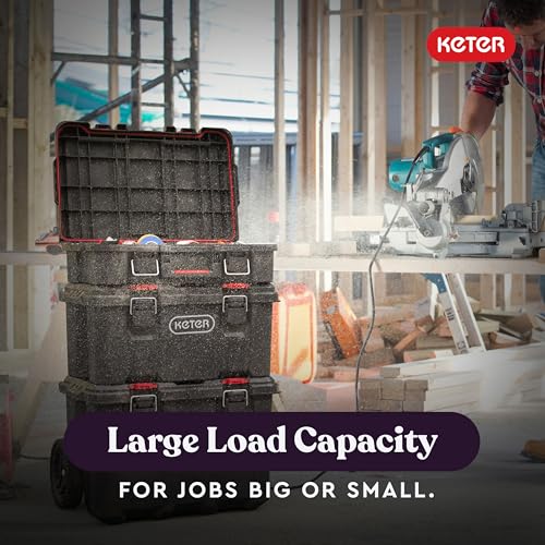 Keter Stack N Rolling Tool Box Modular Storage System 3 Piece - color: Black/Red, size: 3PC System