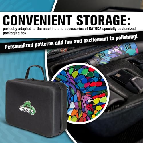 BATOCA S6 Mini Cordless Polisher 2 Heads for Car/Motorcycles Detailing Kit - size: Graffiti Style with 2 batteries