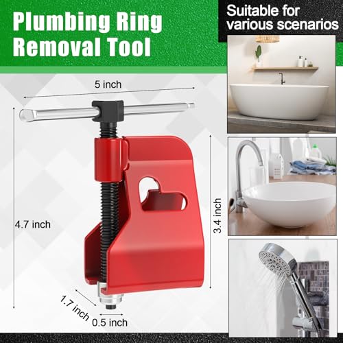 5 Pcs Angle Stop Wrench Kit Plumbing Tool, Compression Sleeve Puller for 1/2" Compression Fitting Ferrule Puller Removal Tool for 1/2" Copper Tubing 4-way Multi-functional Utility Key (Green) - color: Green