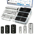 smseace 80pcs 4/6/8AWG Non Insulated Butt Connectors Kit with Heat shrinkable Tube for Wiring 4/6/8 Guage Pure Copper Butt Splice Connectors for Automotive, Marine and Industrial Applications - size: 4/6/8AWG