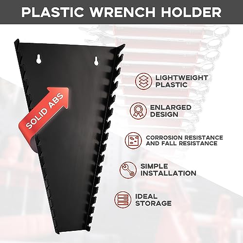 Reniteco Plastic Wrench Organizer, Premium High-density Wrench Holder, Large Wrench Racks for Wall and Tool Box, 96 Slots Fit SAE&Metric Wrench Tray(3Black3Green) - color: Red&black, size: 6PC