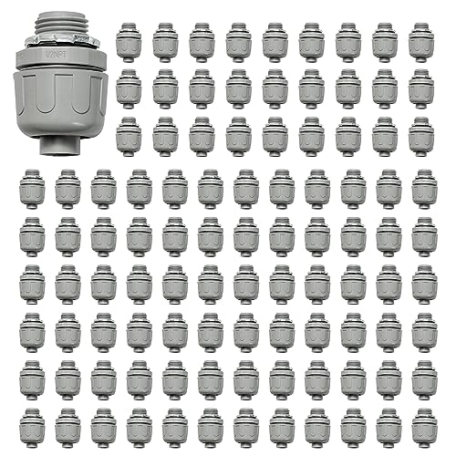 Conduit Connectors, 1/2 Inch, Straight, Grey, 100-Pack - size: 100-Pack