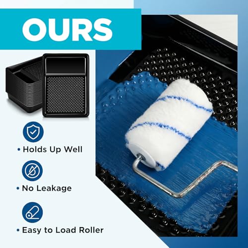 Geelin 40 Pcs 9 Inch Disposable Paint Tray Liner Heavy Duty Plastic Household Paint Pan Trays(Dots, Black) - color: Black, size: 9 Inch, style: Dots