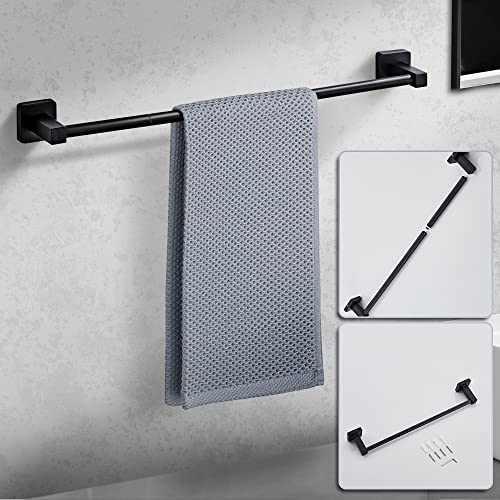 Matte Black Bathroom Hardware Set 4 Pieces,Bathroom Accessories Set Stainless Steel Wall Mounted, Hand Towel Bar, Towel Ring, Robe Towel Hooks,Toilet Paper Holder,Towel Bar Set, 23.6 Inch - color: Matte Black-4pcs, size: 23.6Inch