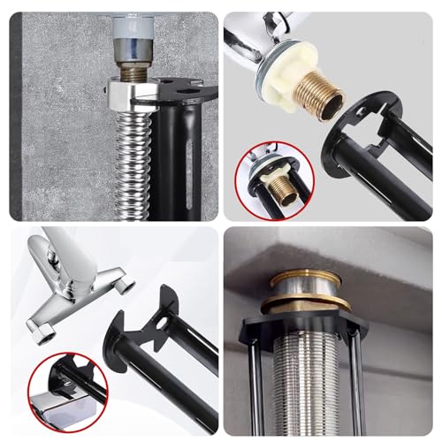 2pcs Basin Wrench Multifunctional Sink Wrench 11 Sizes Faucet Tool Four-jaw Hex Spanner Universal Plumbers Tool for Tight Spaces Kitchen Bathroom Home with Glove