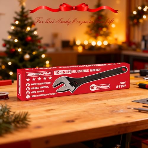 SEDY 10-Inch Adjustable Wrench, Black Oxide Finish Wide Jaw Spanner with Inch/Metric Scale, Premium Drop Forged Steel for Automotive Plumbing and Household Repairs - size: 10 Inch