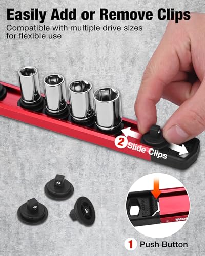 WORKPRO 6-Piece Magnetic Socket and Screwdriver Organizer Set - size: 3pc Socket Rail & 3pc Screwdriver Rail