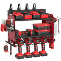 Power Tool Organizer Wall Mount with Charging Station, Garage Storage Rack for Cordless Drill, Tool Battery, Bit and Screwdriver, Utility Shelf with Power Strip and Hooks (3 Layer) - size: 3 layer