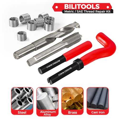 BILITOOLS M14x1.5 Helicoil Thread Repair Kit Metric, HSS Drill Heli Coil Repair Kit - size: M14 x 1.5, style: Metric