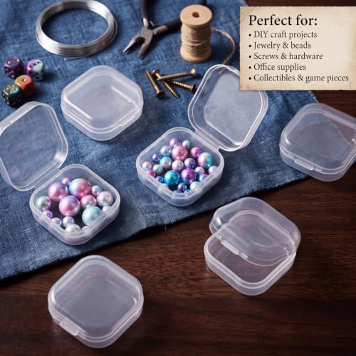 24 Packs Small Clear Plastic Beads Storage Containers Box with Hinged Lid for Storage of Small Items, Crafts, Jewelry, Hardware(1.37 x 1.37 x 0.7 Inches) - size: 1.37 x 1.37 x 0.7 Inches