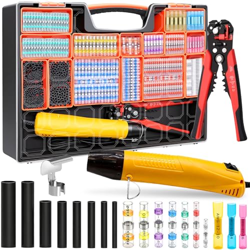 2066PCS Ultimate All-in-One Heat Shrink Solder Seal Wire Connectors Kit: Waterproof Solder Stick Butt Connectors, Heat Gun & Wire Stripper for Automotive, Marine & Electrical Projects Automotive - size: 2066PCS