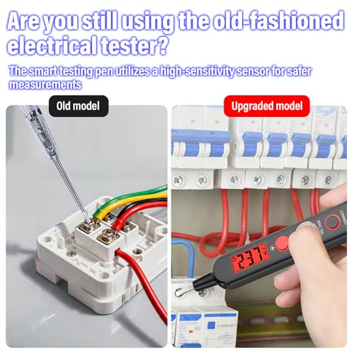 Smart Voltage Tester Pen, Non-Contact AC Detector with LCD, NCV Induction, Live/Neutral Identification, Breakpoint Detection & LED Flashlight, CAT II 300V for Home Repair, Electricians & DIY