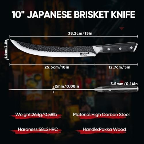 Huusk 10 Inch Butcher Knife for Meat Cutting, Brisket Slicing Knives - size: 10"