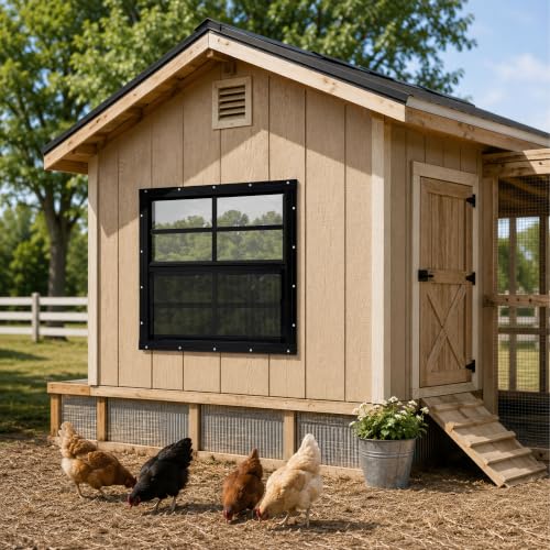 2 Pack Shed Windows, Chicken Coop Windows, 30" x 30" Black - color: Black, size: 30" x 30"