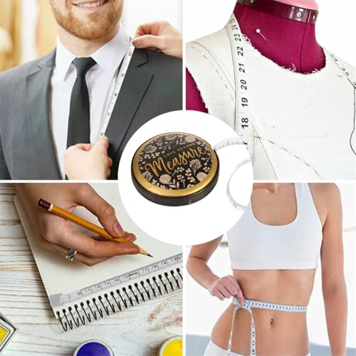 Soft Tape Measure Retractable Measuring Leather Mini Body Tape Measure Dual Sided Ruler for Tailor Sewing Craft Cloth 2 Pack (Black)