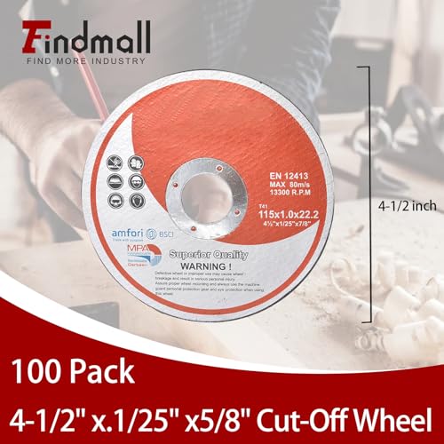 Cut Off Wheels 100 Pack 4-1/2 x 1/25 x 7/8 Inch Metal and Stainless Steel Cutting Discs for Angle Grinders - size: 100pcs 4-1/2"*0.040"*7/8"