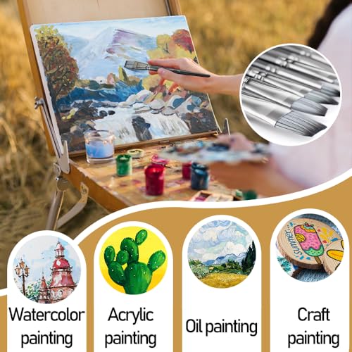 Transon Artist Paint Brush Set of 12 for Watercolor Acrylic Gouache Oil and Tempera Painting - size: Grey 12PCS