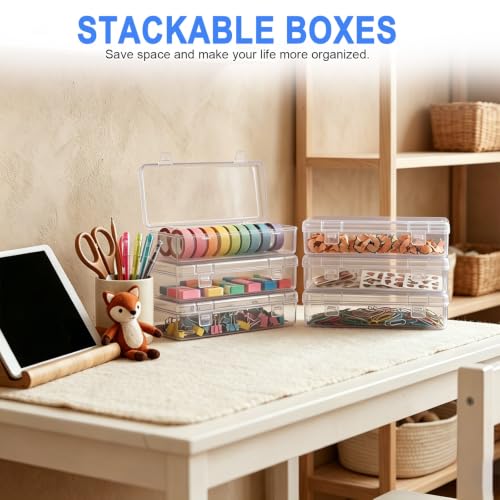 Jetec 6 Pieces Small Clear Plastic Storage Box, 6.1 x 2.6 x 1.2 Inch - size: 6.1 x 2.6 x 1.2 Inch