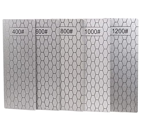 5 Pieces Diamond Sharpening Stone Set,Diamond Lapping Plate Coarse/Medium/Fine Grit Sharpener,400/600/800/1000/1200 Grit - size: 400/600/800/1000/1200 Grit