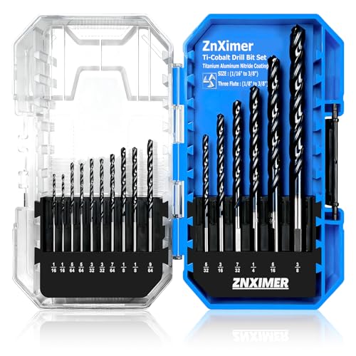 Triple Spiral Flute Cobalt Drill Bit Set (Pro - TiAlN Coated), Metal Drill Bit Set for Steel, Hardened Metal, Stainless Steel, 16PCS Drill Bits 1/16" to 3/8" with Index Storage Case - size: 1/16" to 3/8" (16pcs Pro Set)