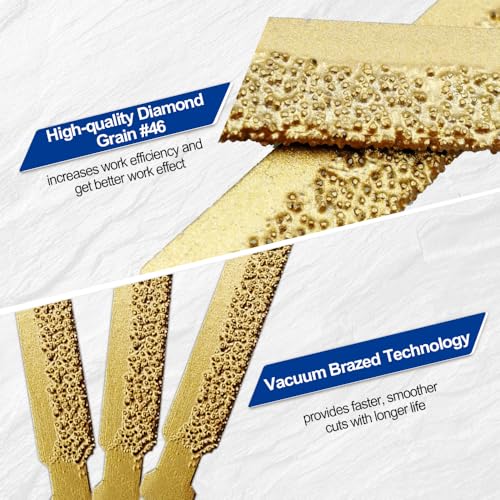 SHDIATOOL Diamond Jigsaw Blades 4 Inch T-Shank, 46 Grit Multi Material Blade for Fiberglass, Plastic, Fiber Cement, Drywall, Soft Tile & Marble, Vacuum Brazed for Straight & Curved Cuts, 10 Pack - style: 10-Piece Pack,4 In.