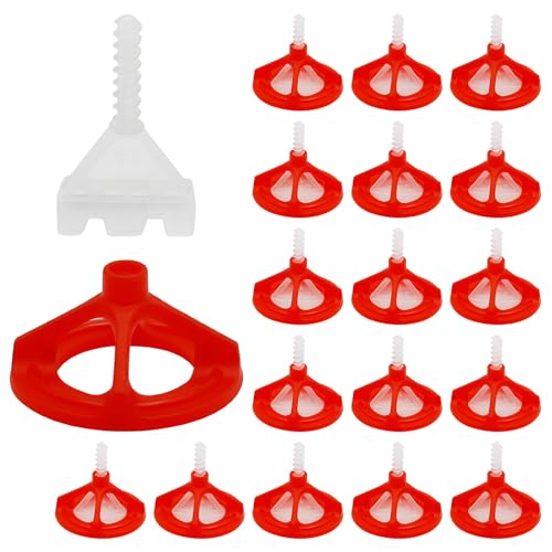 Tile Leveling Kit Tile Leveling System Clips Tile Anti-Loosening and Spacing System Kit (1/16"-300pcs White Base Tile Spacers + 100pcs Red Cap) - size: 1/16"-300pcs White Base + 100pcs Red Cap