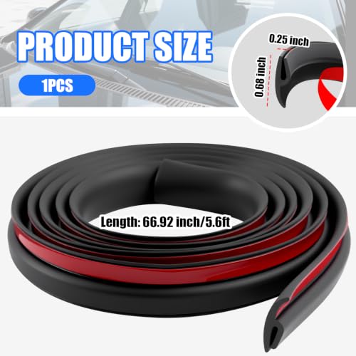 1.7M/5.6Ft Car Windshield Cowl Seal Strip,Cuttable Car Self-Adhesive Windshield Weather Stripping with H-Shape Design,Universal Rear Front Windshields Wiper Cowl Cars Accessories