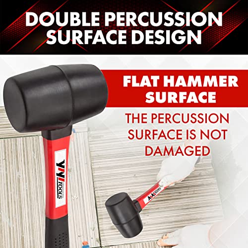 YIYITOOLS YY-2-005 Rubber Mallet Hammer With fiberglass Handle–16-oz, black - color: Black, size: 16oz, style: Mallet Hammer