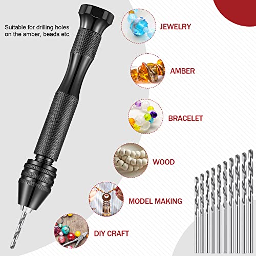 Zhehao 59 Pcs Hand Drill Bits Set Micro Drill Bit Set for Crafts, Black - color: Black