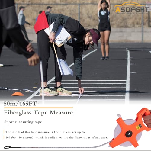 Open Reel Tape Measure 165 Feet, Fiberglass Tape Measure, Yard Measuring Tape Fit for Sports Field, Outdoor, Engineer,Track, Durable Dual-Sided Measuring Reel with Feet and Meters (1/2') - size: 50 m