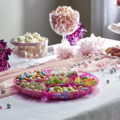 Plasticpro 6 Sectional Round Plastic Serving Tray/Platters Pink Pack of 2 - color: Pink