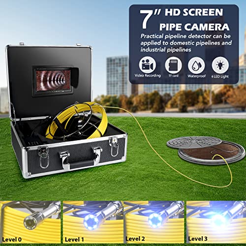 Generic 7 Inches Monitor 100ft/30m with Distance Mark Plumbing Snake Pipe Inspection Video Camera,DVR Recorder Waterproof IP68 Drain Sewer Pipeline Industrial Endoscope System…