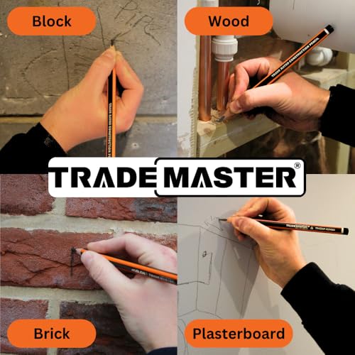Carpenters Pencils Pack of 5 | Builders Pencil with TriGrip Jumbo Barrel - Construction Pencils Having Hard Lead for Marking Wood, Brick, Concrete & Plasterboard | Work Pencil for Builders - style: Pack of 5